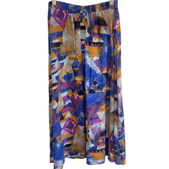 VINTAGE Susan Burrowes Abstract Flowy Maxi Skirt - Picture 2 of 9